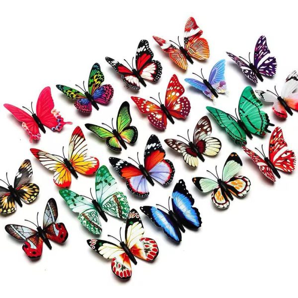 Pack Of 12 3d Simulation Butterfly Fridge Magnet Decoration Craft Buterfly Magnets Butterfly Picks Ornaments Wall Decor (random Design)